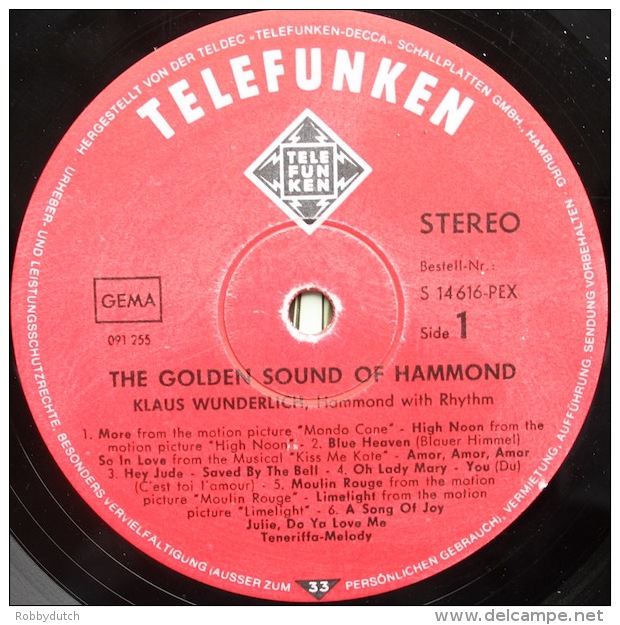 * LP *  KLAUS WUNDERLICH - THE GOLDEN SOUND OF HAMMOND (Germany 1971 EX!!!) - Instrumentaal