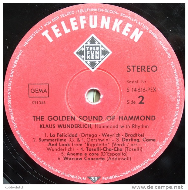 * LP *  KLAUS WUNDERLICH - THE GOLDEN SOUND OF HAMMOND (Germany 1971 EX!!!) - Instrumentaal