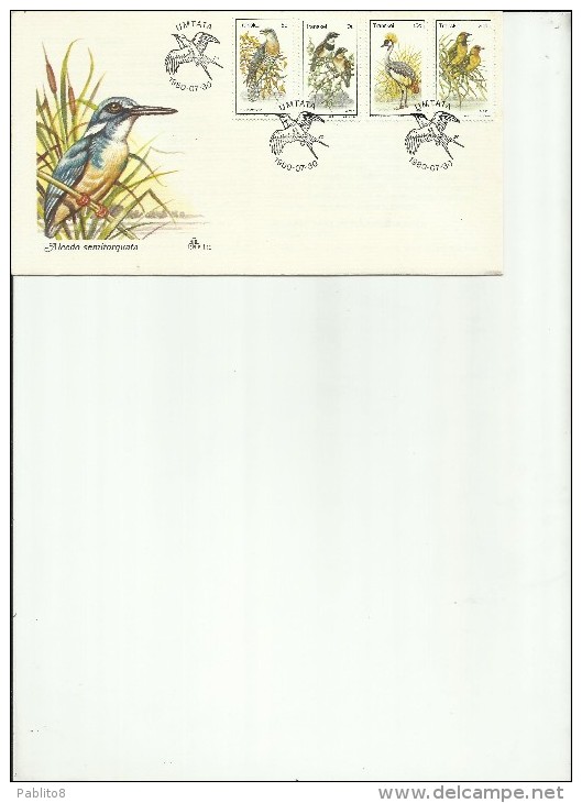 TRANSKEI 1980 FAUNA BIRDS UCCELLI FDC FIRST COVER DAY - Transkei