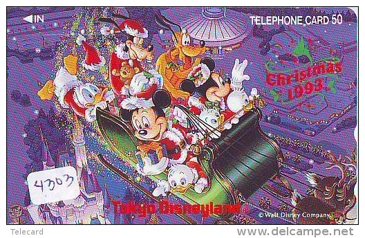 Télécarte Japon * 110-149546 * DISNEY Disneyland * NOEL &amp; Ours Teddy Bear (4303) CHRISTMAS Japan Phone Card WEIHNACH - Disney