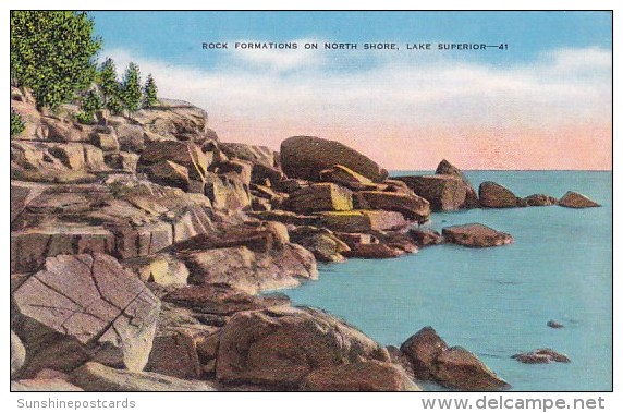 Rock Formations On North Shore Lake Superior Milwaukee Wisconsin 1947 - Milwaukee