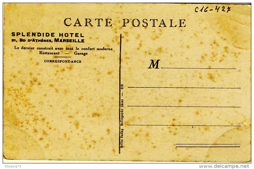 CPA - MARSEILLE. SPLENDIDE HOTEL, Hall Et Salons - 2 Scans - Sin Clasificación