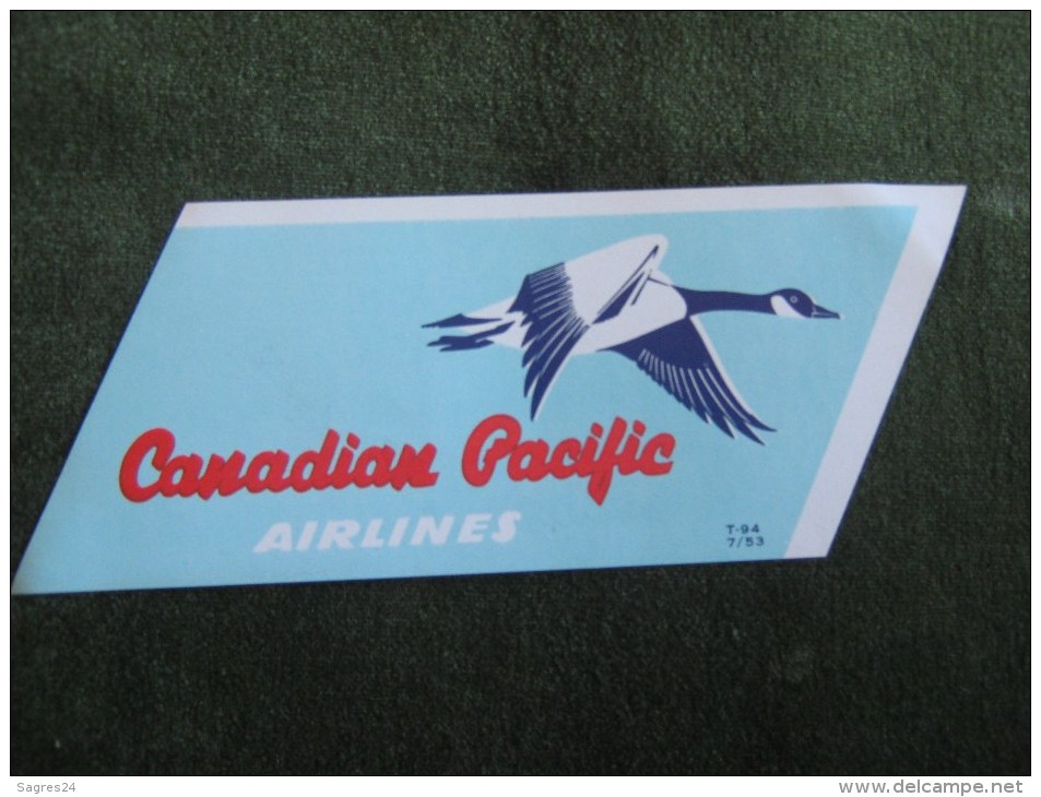 Canadian Pacific Airlines-Vintage Luggage Label,Etiquette Valise - Aufklebschilder Und Gepäckbeschriftung