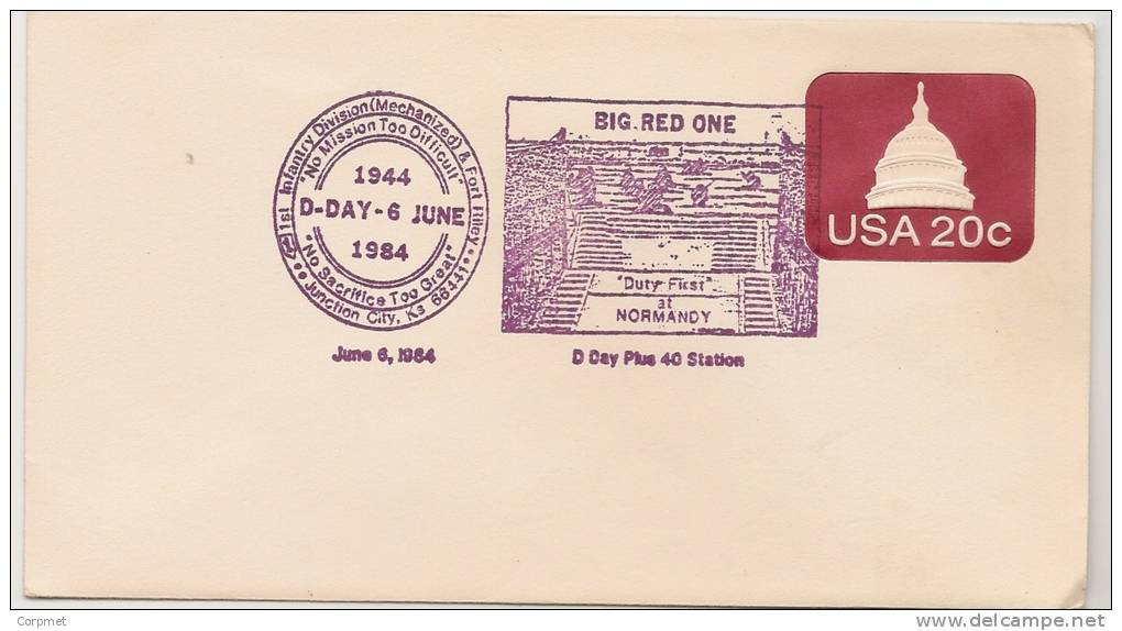 US - BIG RED ONE - ENTIRE 20c - COMM D-DAY 6 JUNE 1984 - 1981-00