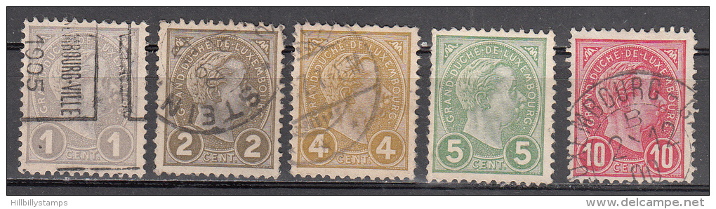 Luxembourg   Scott No.  70-74 - 1895 Adolphe Right-hand Side