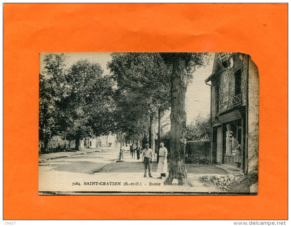 SAINT GRATIEN    1920   ROUTE NATIONALE   AVEC COMMERCE      CIRC  NON   EDIT - Saint Gratien