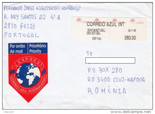 AMOUNT 350, BONFIM, MACHINE STAMPS ON COVER, 1998, PORTUGAL - Lettres & Documents