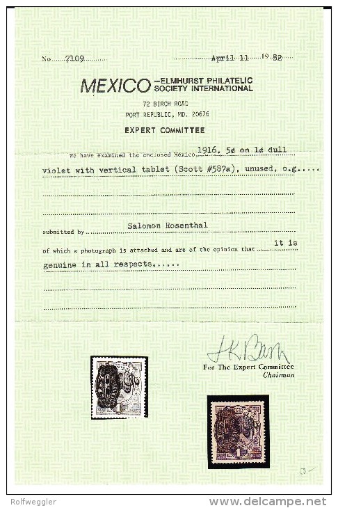 Mexico - 1916 Scott.#587a Mit Attest - Mexique