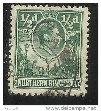 NORTHEN RHODESIA RODESIA NORTH NORD 1938 - 1952 KING GEORGE VI 1/2 P GREEN RE GIORGIO USATO USED - Rodesia Del Norte (...-1963)