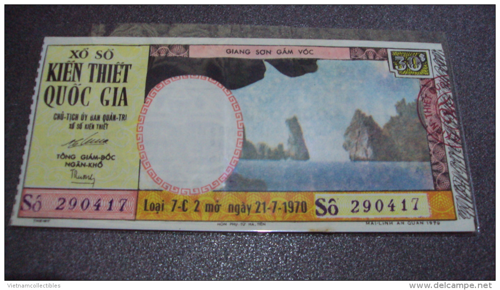 South Vietnam Lottery (30$)  Issued In 1970 - Hon Phu Tu In Ha Tien - Vietnam