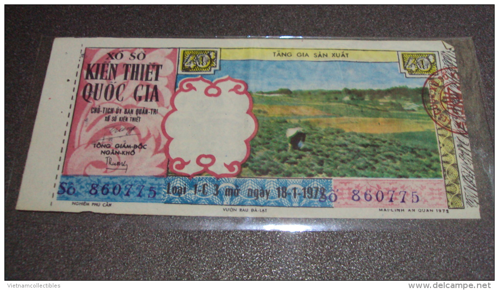 South Vietnam Lottery (40$)  Issued In 1972 - Farming In Dalat - Vietnam