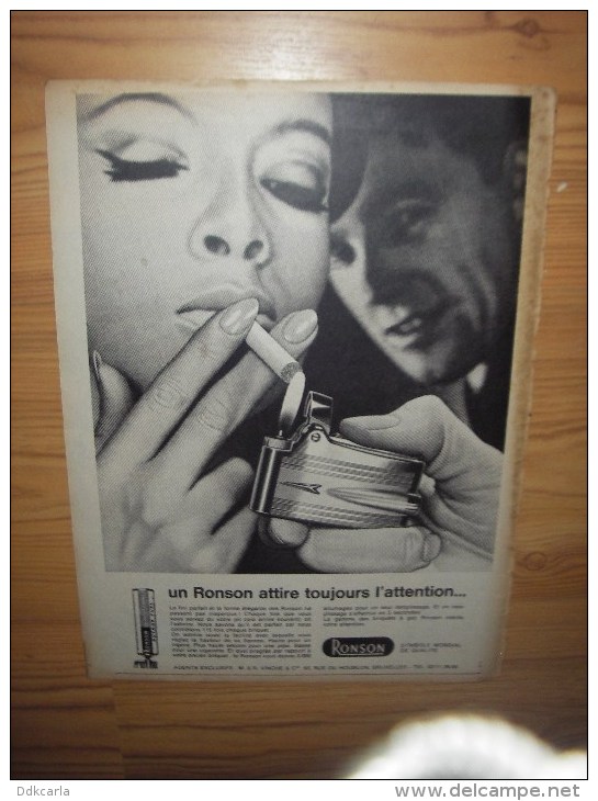 Reclame Uit Oud Tijdschrift 1966 - Ronson Briquet - Aansteker - Reclame-artikelen