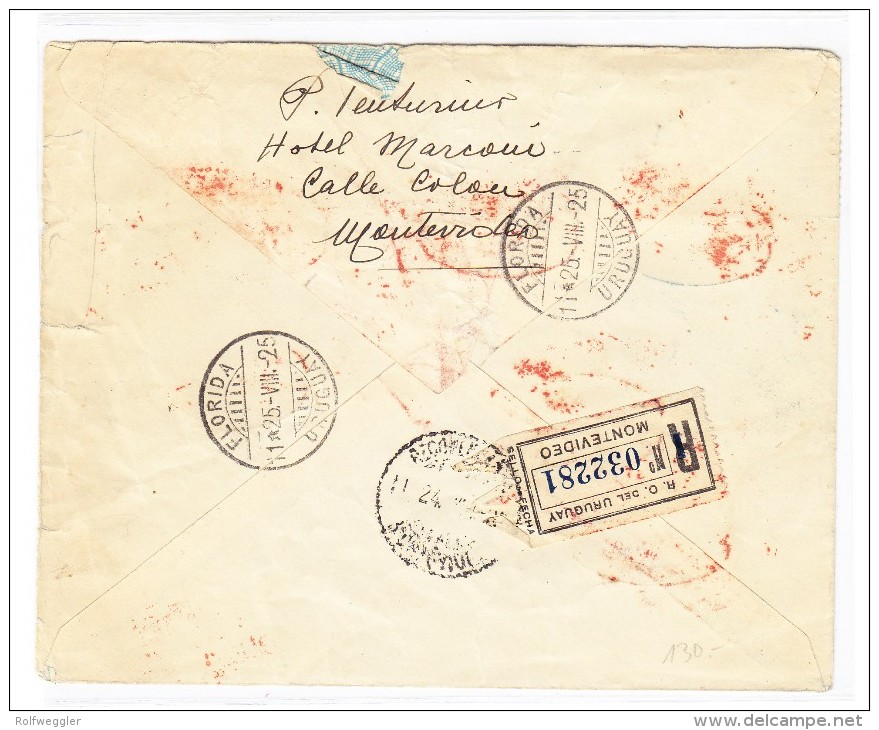 Uruguay R-Flugpost Brief Montevideo 25.8.1928 Nach Florida - Uruguay