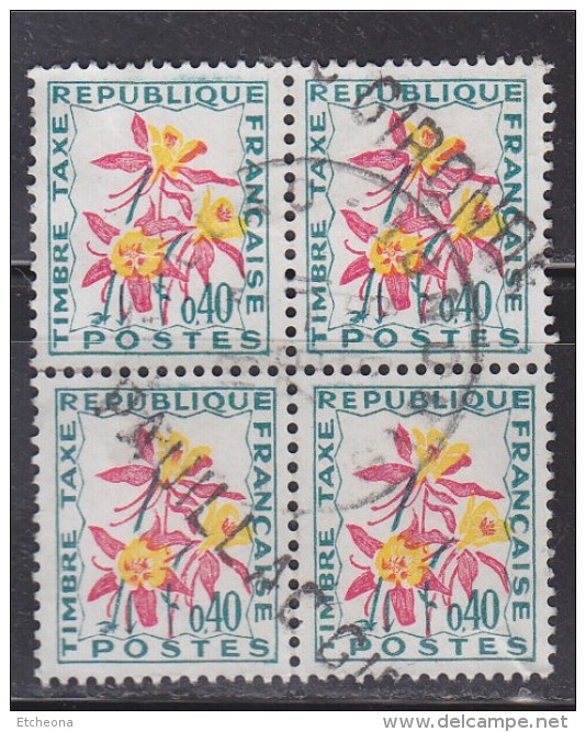 = Bloc 4 Timbres Oblitérés Taxe Ancolie  N° 100 - 0.40 - 1960-.... Oblitérés