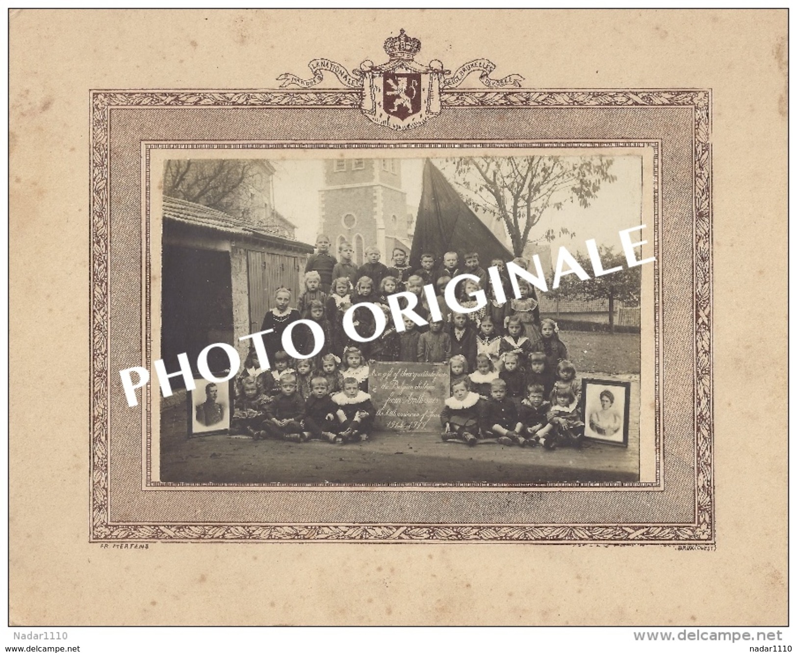 ANTHISNES - Photographie Originale De Mertens - Classe D'enfants 1919 / Guerre 14-18 / Roi Albert 1er, Reine Elisabeth - Anthisnes