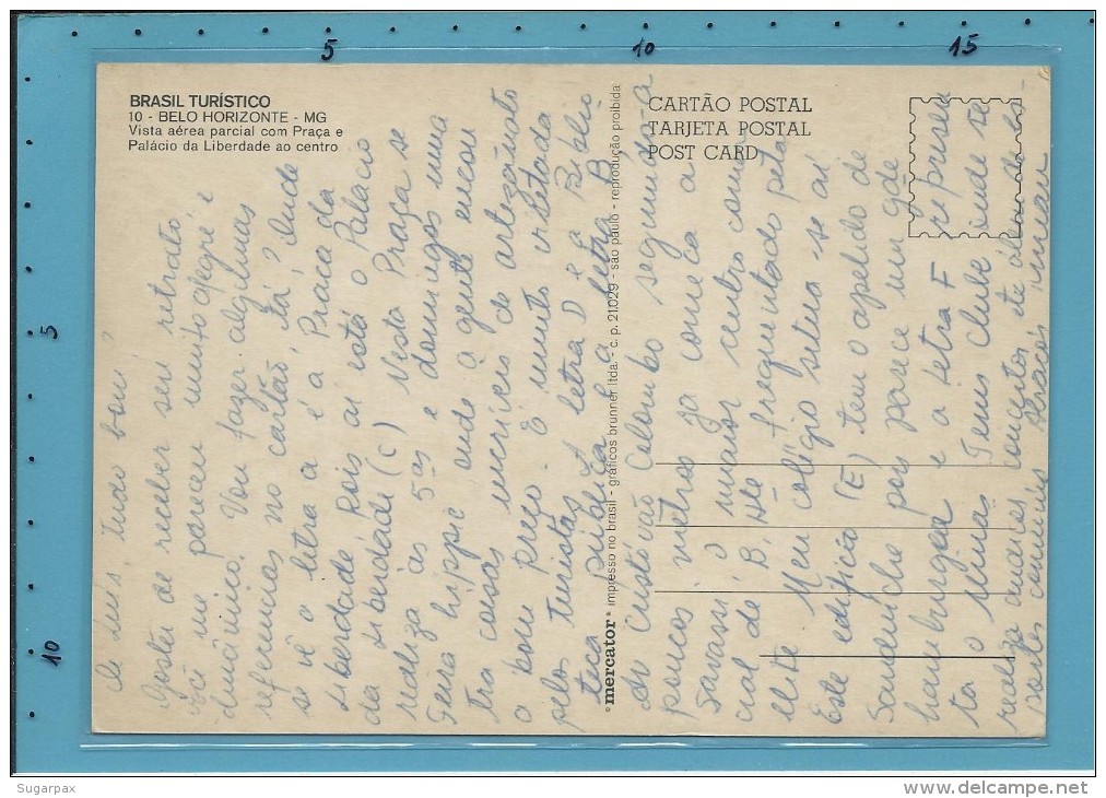 BELO HORIZONTE - Vista Aérea Parcial Com Praça E Palácio Da Liberdade - BRAZIL -  Ed. Brasil Turistico N.º 10 - 2 Scans - Belo Horizonte