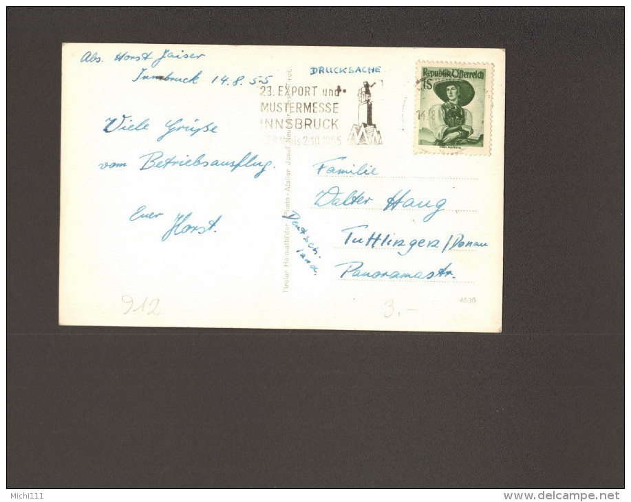 AK Österreich Imst Mehrbildkarte Gel.1955 M.Stempel D.23.Exportmesse Insbruck U. 1 S Trachten 2 Bilder - Imst