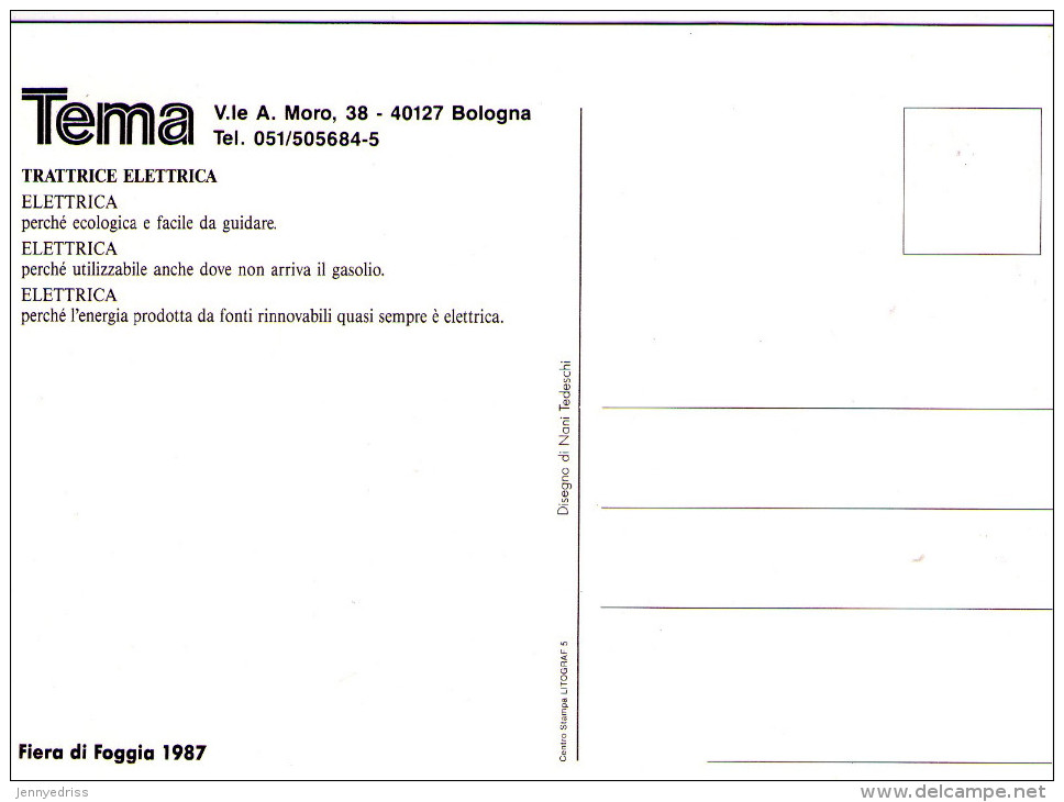 Trattore  , TRATTRICE  ELETTRICA   TEMA , Bologna  , Nani  Tedeschi - Trattori