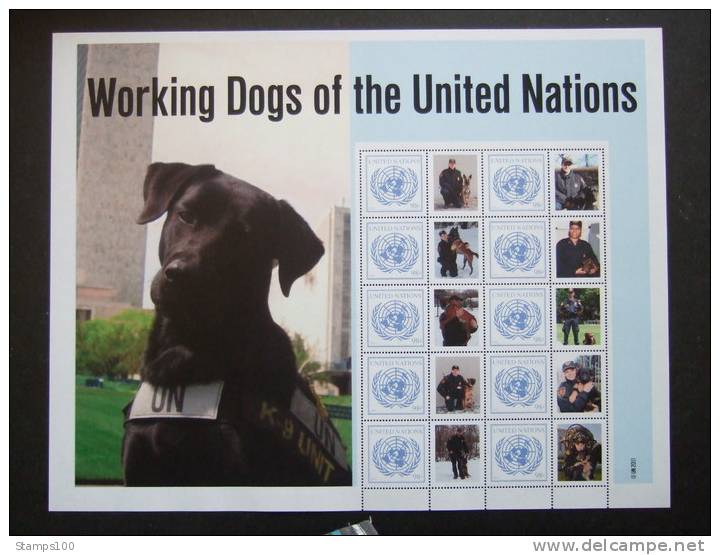 UNITED NATIONS NEW YORK 2011  EVENT SHEET WORKING DOGS     MNH **  (GROEN102-02-1140) - Blocks & Sheetlets