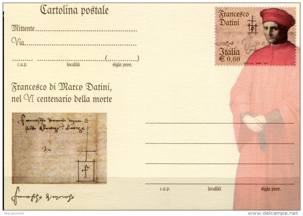 Italie-2010-carte- Francesco Datini - Philatelistische Karten