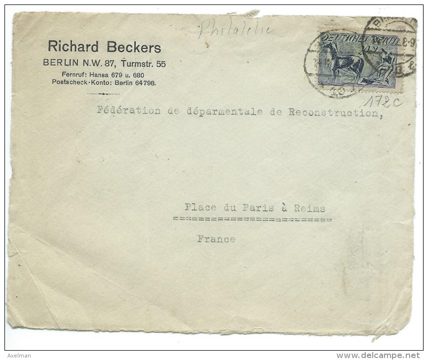 FAÇADE ENVELOPPE: Richard Beckers Berlin Pour  Reims 1922 - ... - 1799