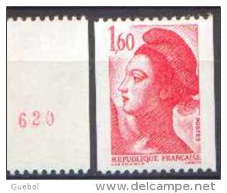 France Roulette N° 2192 A ** Liberté De Gandon - Le 1fr60 Rouge Numéro Rouge Au Verso - Roulettes