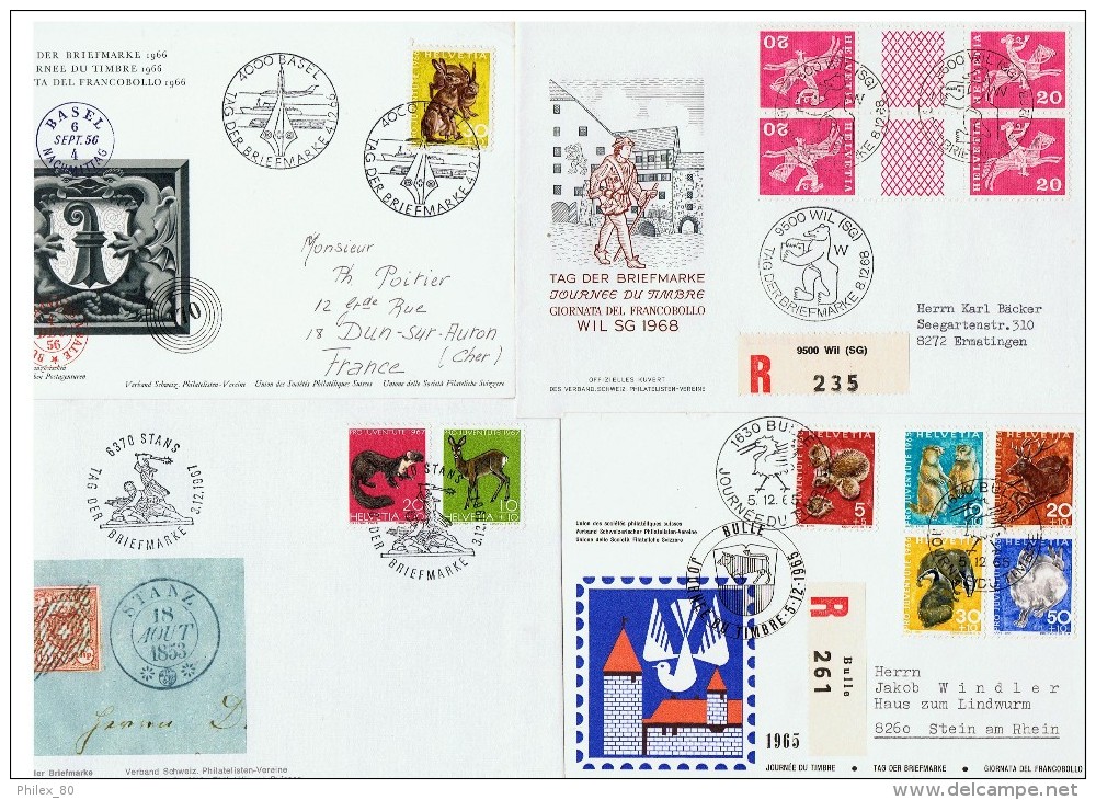 Suisse  / 4 " Journées Du Timbre " 1965 à 1968 - Storia Postale