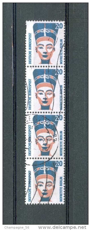 1989  N° 1230 SE-TENANT  20p+20p+20p+20p EGYPTE  FLUO JAUNE OBLITÉRÉ 0.30 € X 4 = YVERT TELLIER 1.20 € - Rollenmarken