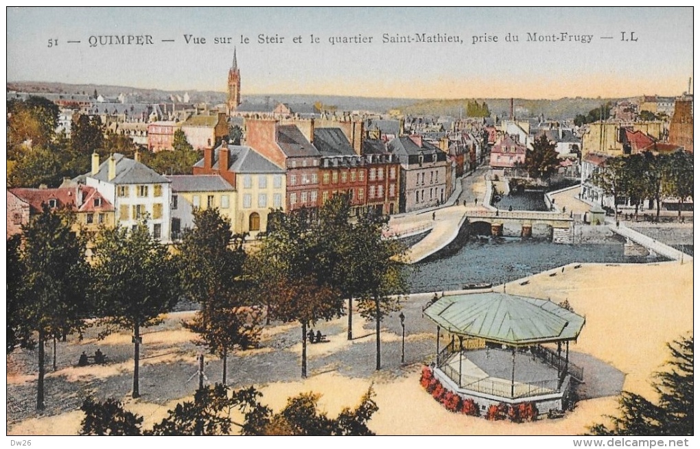 Quimper - Vue Sur Le Steir Et Le Quartier St Saint-Mathieu, Prise Du Mont-Frugy, Kiosque - Carte LL N°51, Non Circulée - Quimper