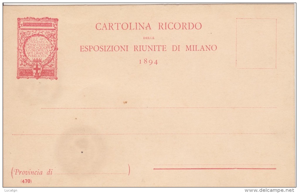 Cartolina Ricordo Esposizioni Riunite Di Milano 1894 - Exhibitions