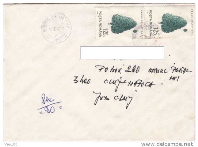 STAMPS ON REGISTERED COVER, NICE FRANKING, TREE, 1995, ROMANIA - Storia Postale