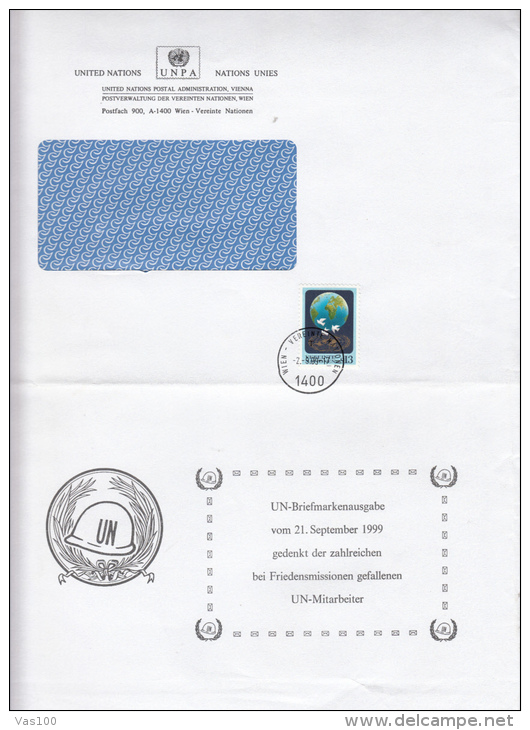 STAMPS ON COVER, NICE FRANKING, EARTH, 1999, UN- VIENNA - Lettres & Documents