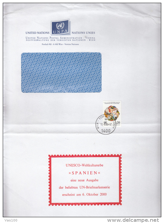 STAMPS ON COVER, NICE FRANKING, 2000, UN- VIENNA - Cartas & Documentos