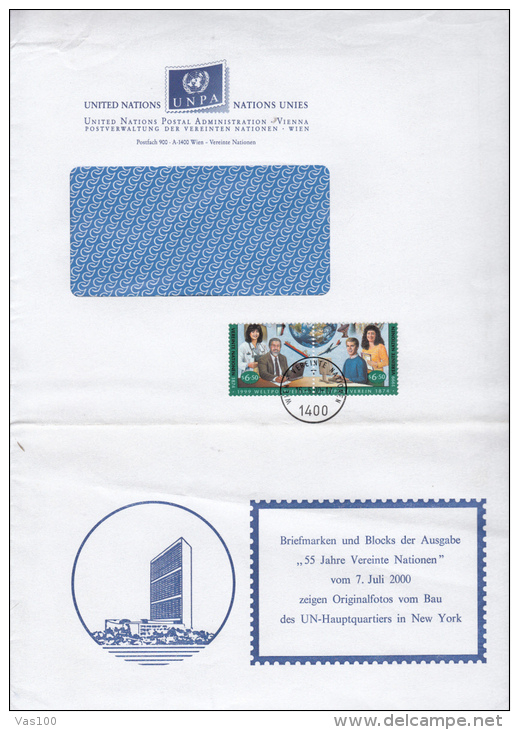 STAMPS ON COVER, NICE FRANKING, UPU, 2000, UN- VIENNA - Briefe U. Dokumente