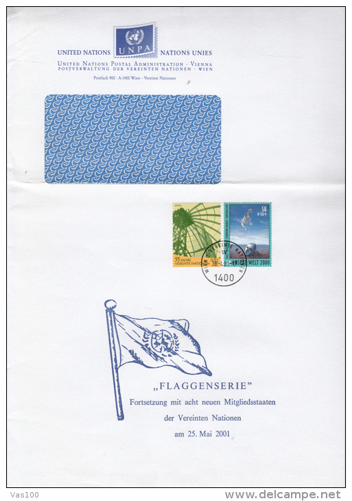 STAMPS ON COVER, NICE FRANKING, PAINTING, 2001, UN- VIENNA - Covers & Documents