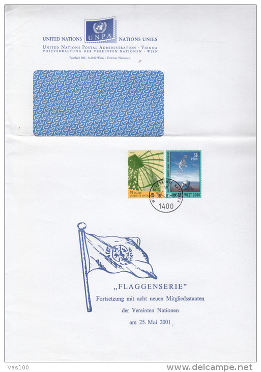 STAMPS ON COVER, NICE FRANKING, PAINTING, 2001, UN- VIENNA - Brieven En Documenten