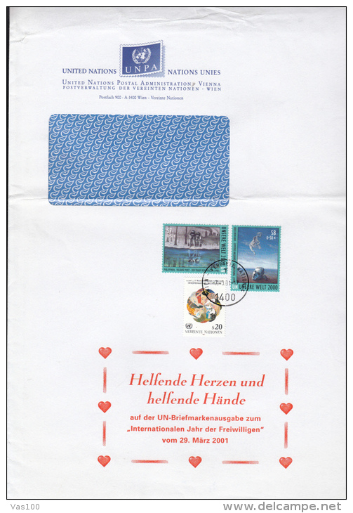 STAMPS ON COVER, NICE FRANKING, PAINTINGS, 2001, UN- VIENNA - Brieven En Documenten