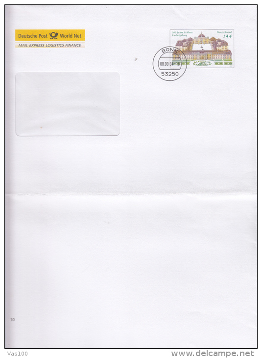 LUDWIGSBURG CASTLE, COVER STATIONERY, ENTIER POSTAL, 2004, GERMANY - Covers - Used