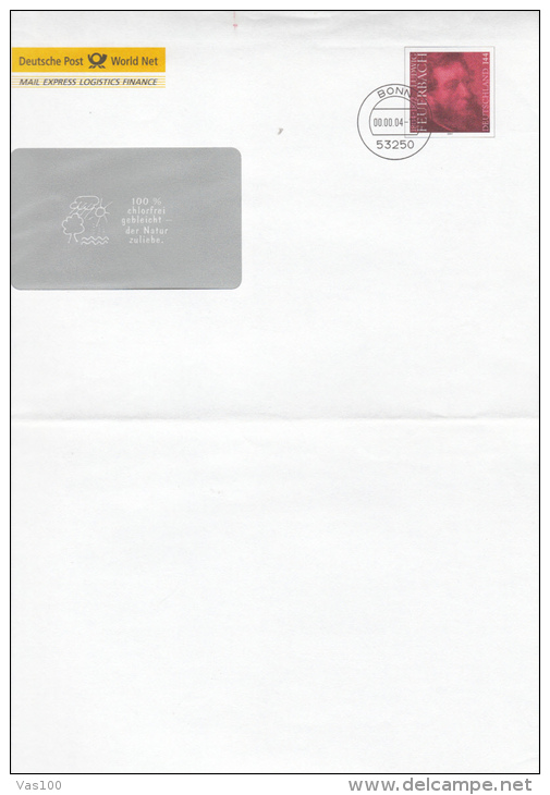 FEUERBACH, PHILOSOPHER, COVER STATIONERY, ENTIER POSTAL, 2004, GERMANY - Enveloppes - Oblitérées