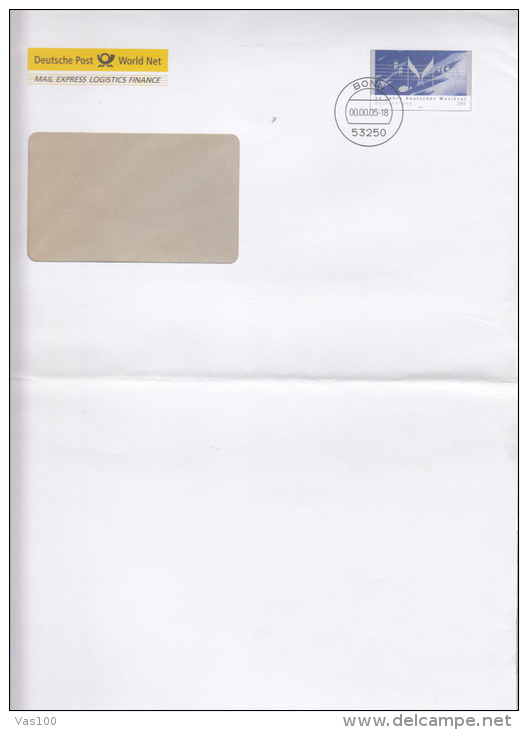 MUSIC, COVER STATIONERY, ENTIER POSTAL, 2005, GERMANY - Enveloppes - Oblitérées