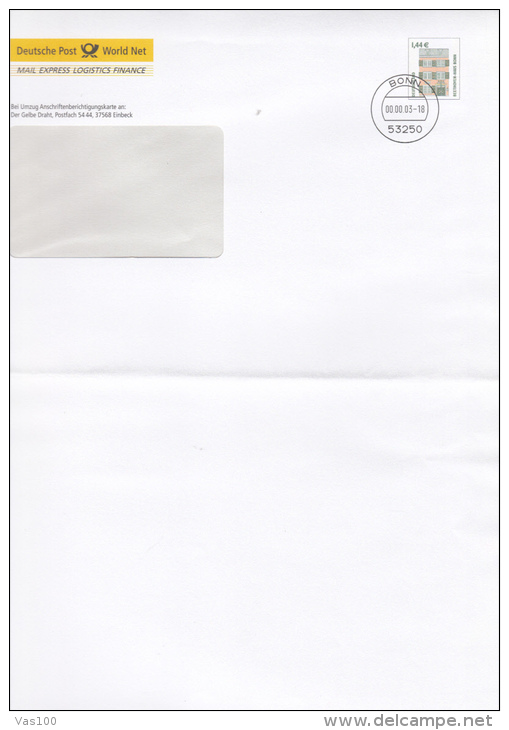 BEETHOVEN HOUSE, COVER STATIONERY, ENTIER POSTAL, 2003, GERMANY - Covers - Used