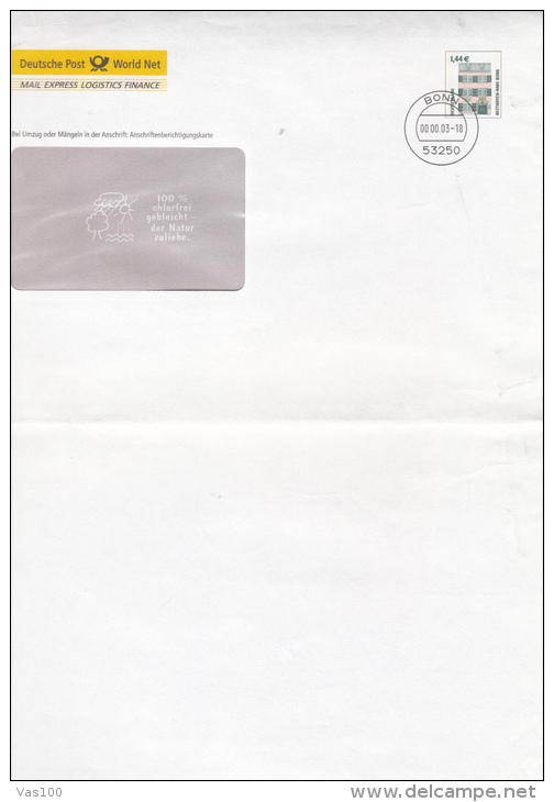 BEETHOVEN HOUSE, COVER STATIONERY, ENTIER POSTAL, 2003, GERMANY - Covers - Used