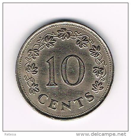 ¨  MALTA  10 CENTS 1972 - Malta