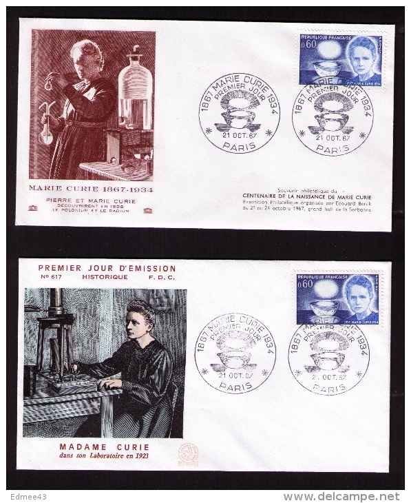 Lot De 3 Documents Philatéliques Premier Jour, Marie Curie (1867-1934), Paris, 1967 - Autres & Non Classés