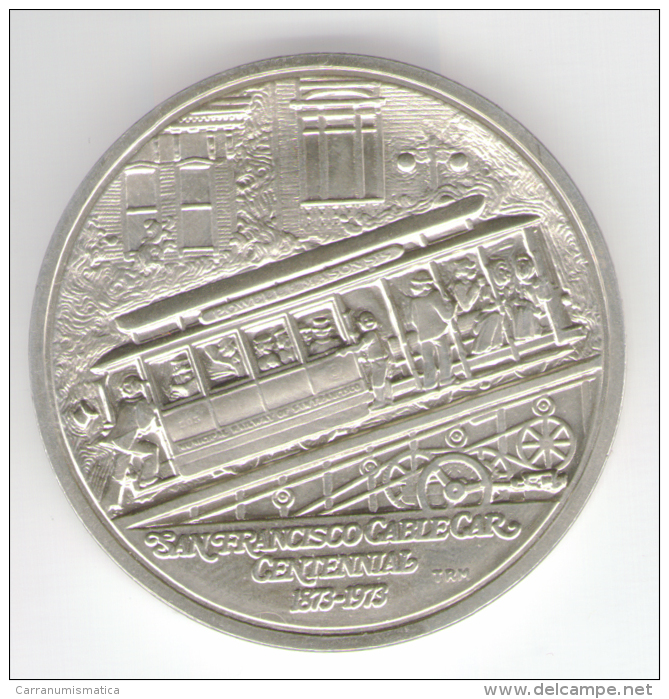 U.S.A. SILVER MEDAL - SAN FRANCISCO CABLE CAR CENTTENNIAL (1873 / 1973) U.S. Mint ISSUED - Profesionales/De Sociedad