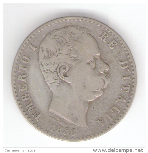 ITALIA 2 LIRE 1886 UMBERTO I AG SILVER - 1878-1900 : Umberto I