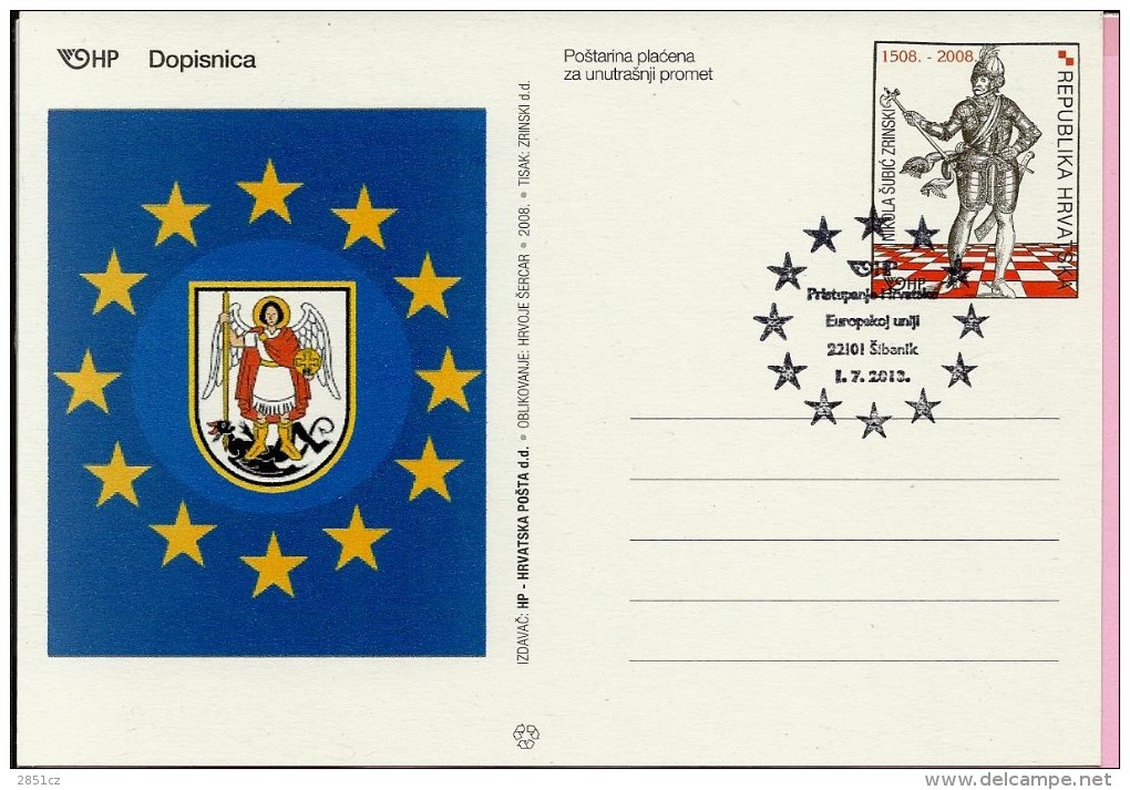 Croatian Accession To European Union, Šibenik, 1.7.2013., Croatia, Carte Postale - European Community