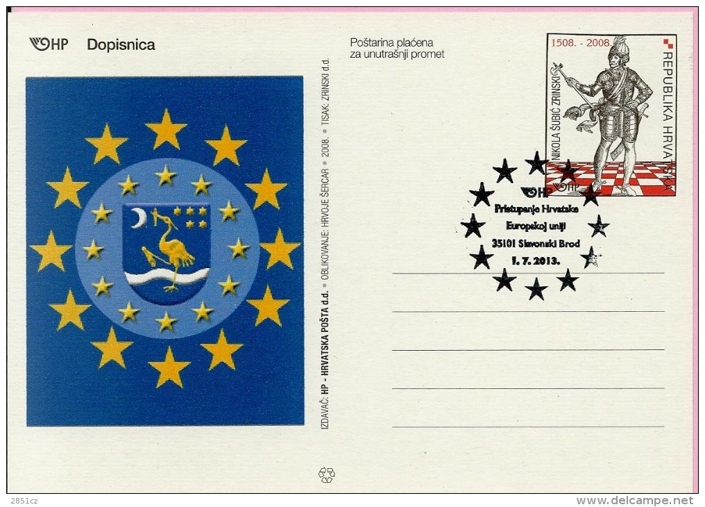 Croatian Accession To European Union, Slavonski Brod, 1.7.2013., Croatia, Carte Postale - EU-Organe