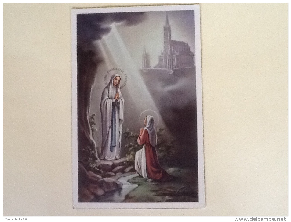 CARTOLINA VERGINE MARIA PROVENIENTE DA LOURDES DEL 1961 VIAGGIATA L - Vergine Maria E Madonne