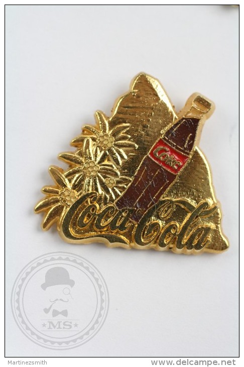 Gratec 1992 Merci Coca Cola Bottle Near Silver Colour Stone & Flowers - Coca Cola Pin Badge  - #PLS - Coca-Cola